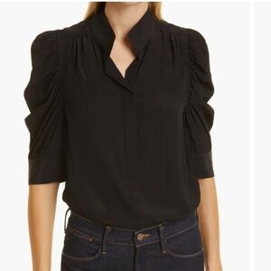 FRAME Gillian Puff Sleeve Silk Blouse